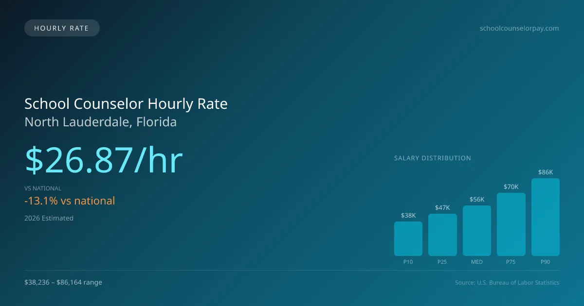 School Counselor Hourly Rate in North Lauderdale, FL — 2026 est., based on 2025 BLS