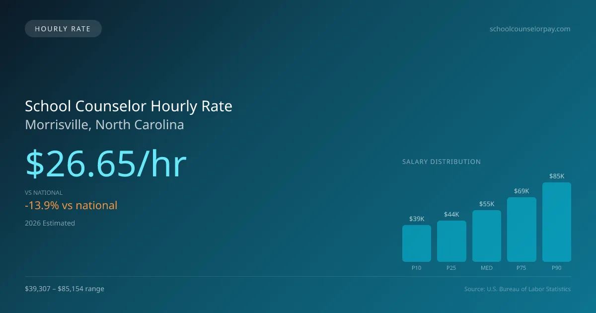 School Counselor Hourly Rate in Morrisville, NC — 2026 est., based on 2025 BLS